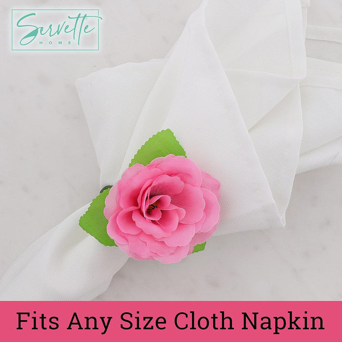 Pink Flower Napkin Rings - Set of 10