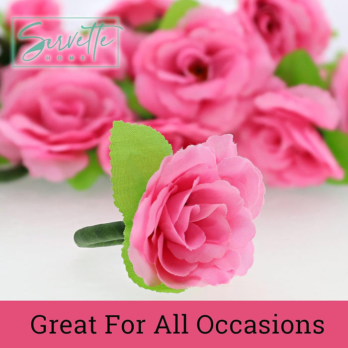 Pink Flower Napkin Rings - Set of 10