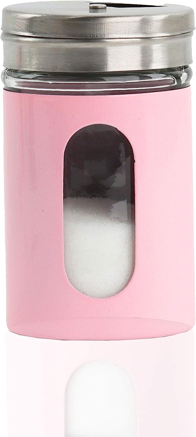 Pink Retro Salt & Pepper Glass Jar Single Shaker