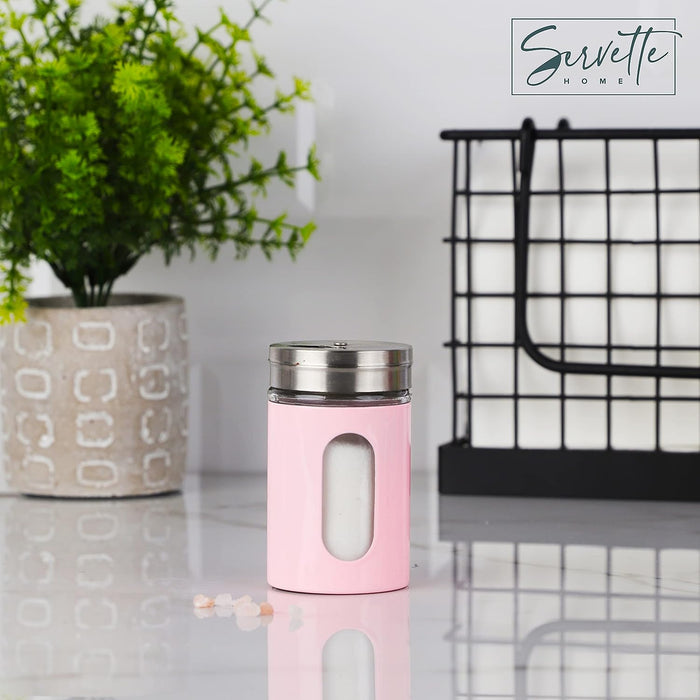 Pink Retro Salt & Pepper Glass Jar Single Shaker