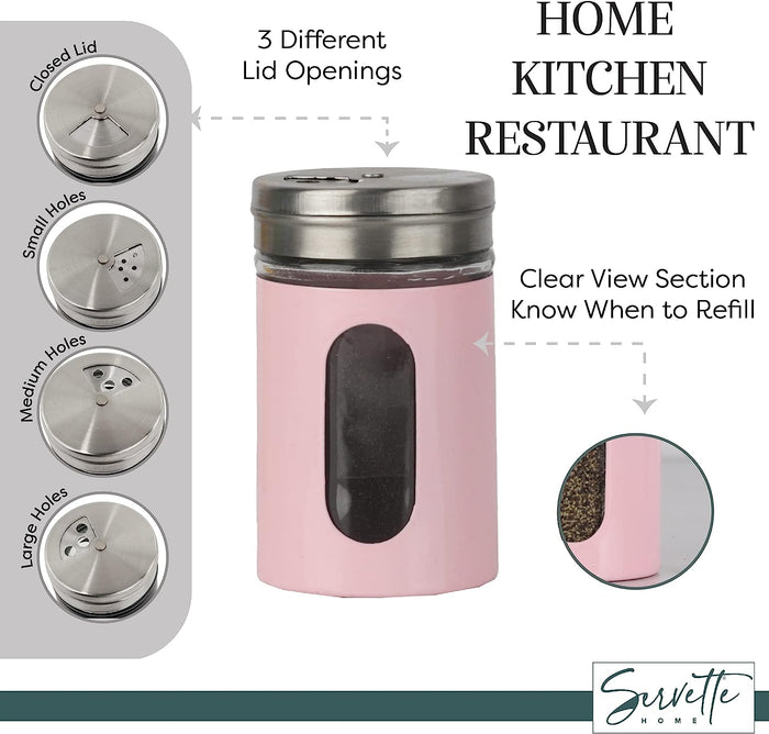 Pink Retro Salt & Pepper Glass Jar Single Shaker