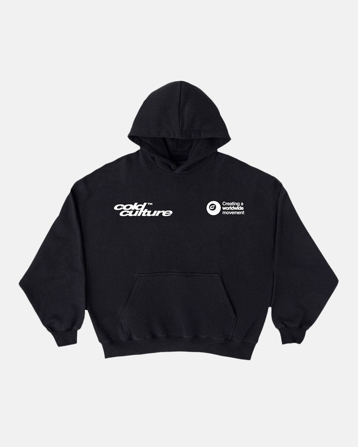 PLAYING HORSE HOODIE BLACK - black graphic print hoodie, front view - Cold Culture