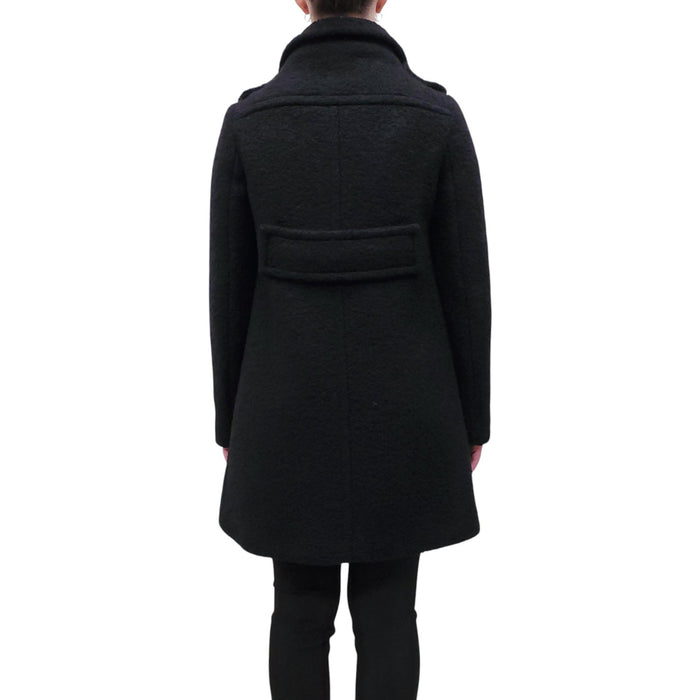 PRADA BLACK BOUCLE COAT WITH BLACK AND GOLD BUTTONS - SIZE 40