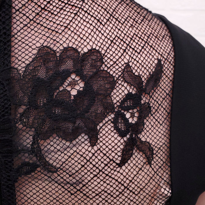 PRADA BLACK TUXEDO DRESS WITH LACE DETAIL - SIZE 36