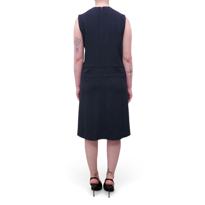 PRADA NAVY DRESS WITH RUFFLE DETAILS - SIZE 40
