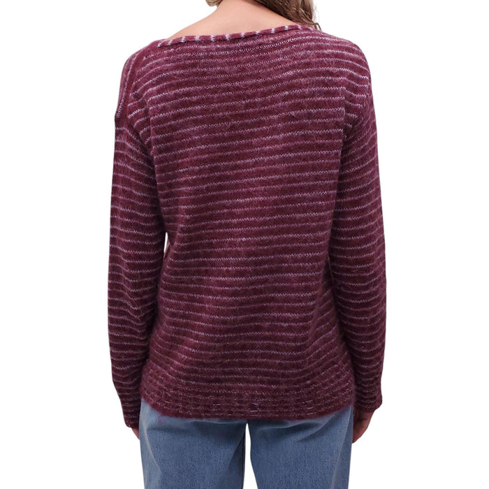 PRADA STRIPED BURGUNDY SWEATER - SIZE 40