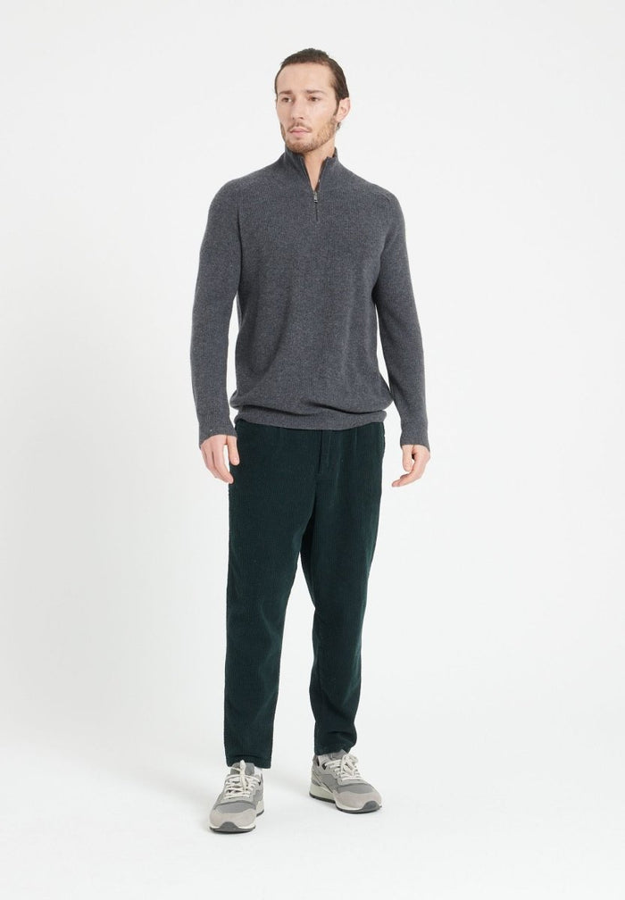 ZACH 2 Sweat col cheminé zippé en cachemire gris anthracite