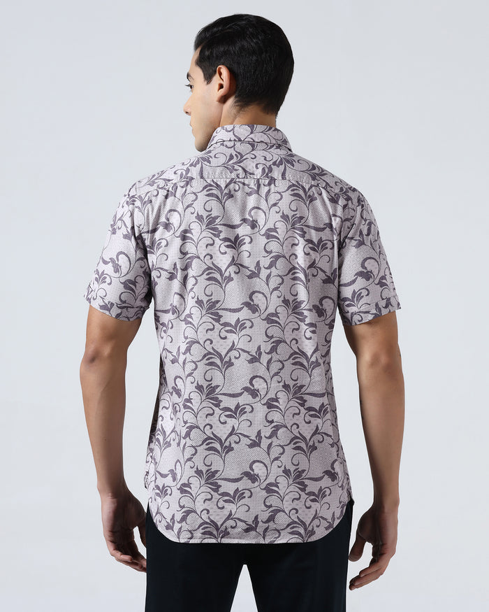 Purple Half Sleeve Printed Shirt - Lenard