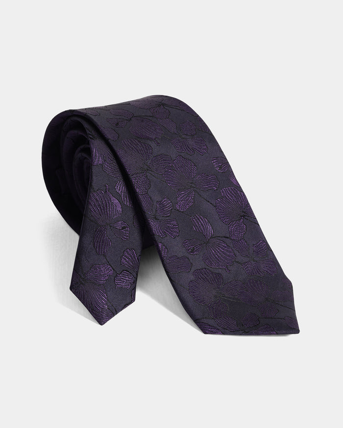 Purple Silk Jacquard Tie - Willis