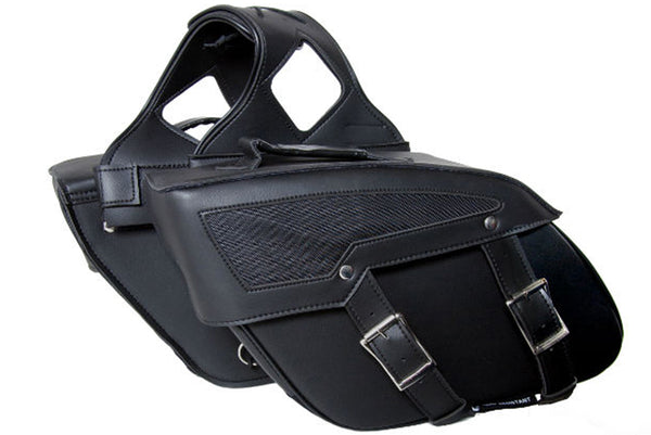 PVC 313 Saddlebags No Studs: 2 Strap PVC Zip-off Bag