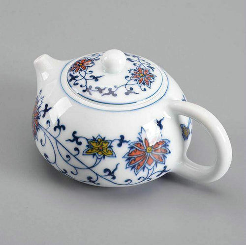 "Qing Hua Ci" (Blue and White Porcelain) Twining Lotus Pattern Tea Pot - King Tea Mall