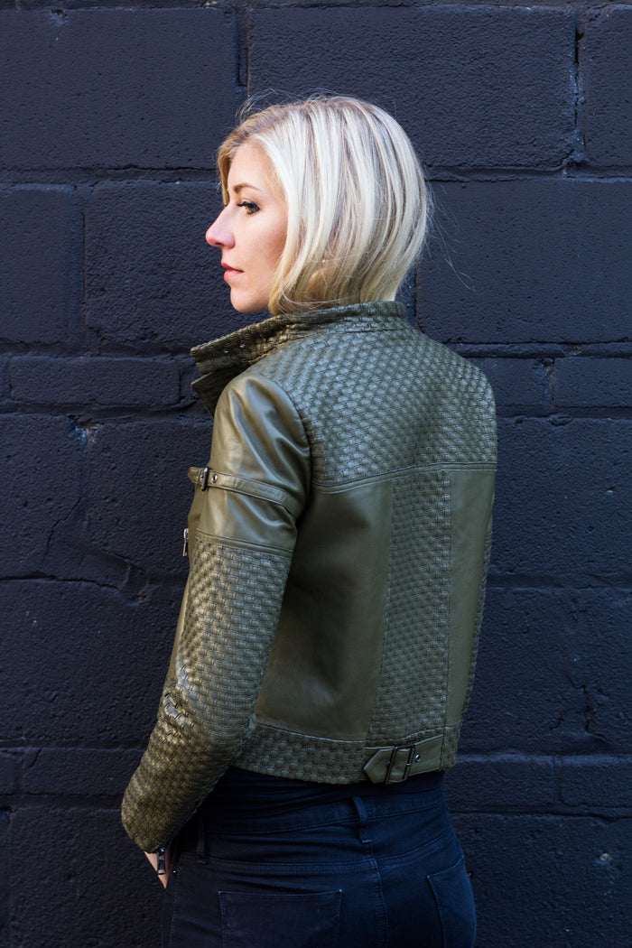 Rayna Basket Weave Leather Jacket