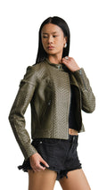 Rayna Basket Weave Leather Jacket
