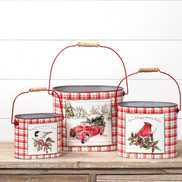 Red Check Holiday Buckets