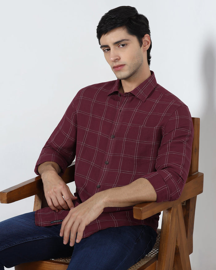 Red Linen Check Shirt - Moben