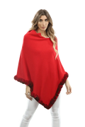 Red Poncho with Rex Rabbit Trim