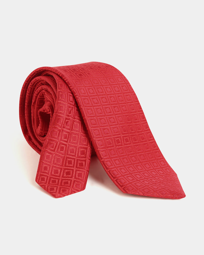 Red Silk Printed Tie - Wolcott