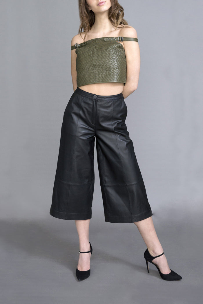 Reese Basket weave Leather Top