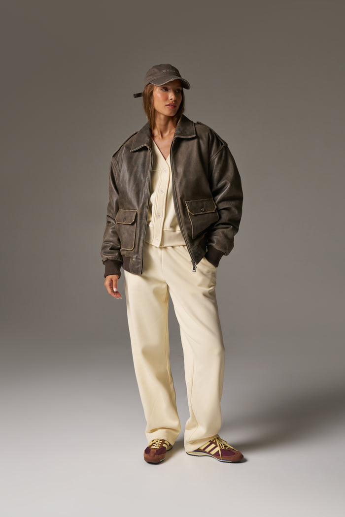 RELAXED TAPERED LEG JOGGERS - BUTTERMILK