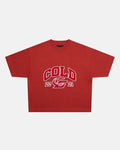 RELENTLESS TEE BURGUNDY - burgundy graphic print tee, front view - Cold Culture