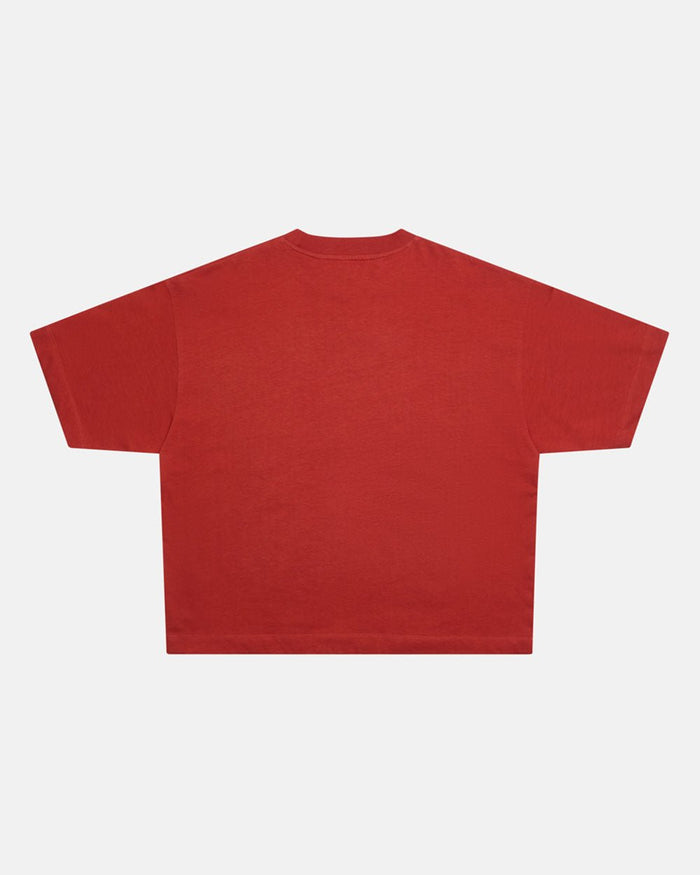 RELENTLESS TEE BURGUNDY - burgundy graphic print tee, back view - Cold Culture