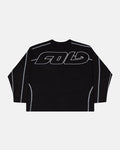 ROLLER LONGSLEEVE TEE BLACK - black oversized longsleeve tee, back view - Cold Culture