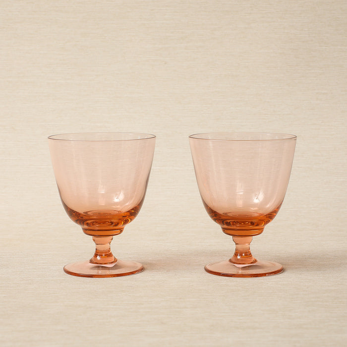 Rose blown glass footed tumbler