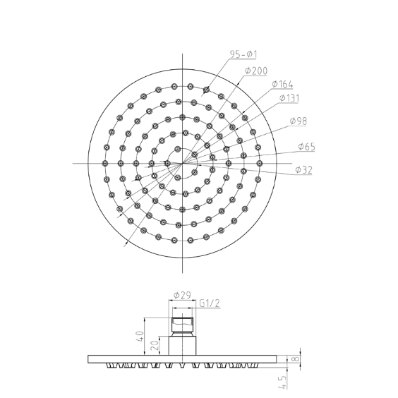 Novara 200 mm Shower Head - Acqua Bathrooms
