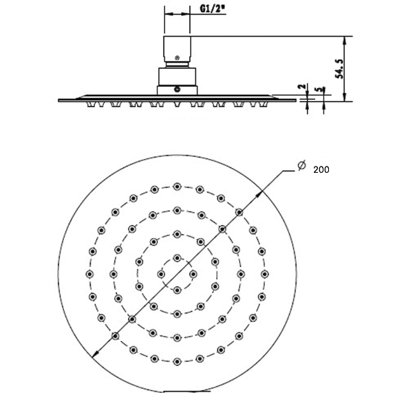 Novara 200 mm Slim Shower Head - Acqua Bathrooms