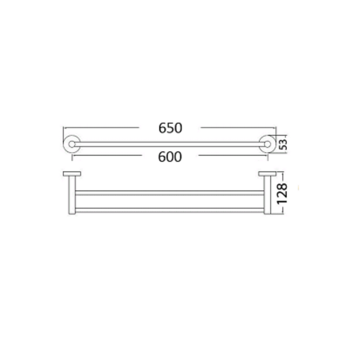 Cesena 600 Chrome Double Towel Rail - Acqua Bathrooms