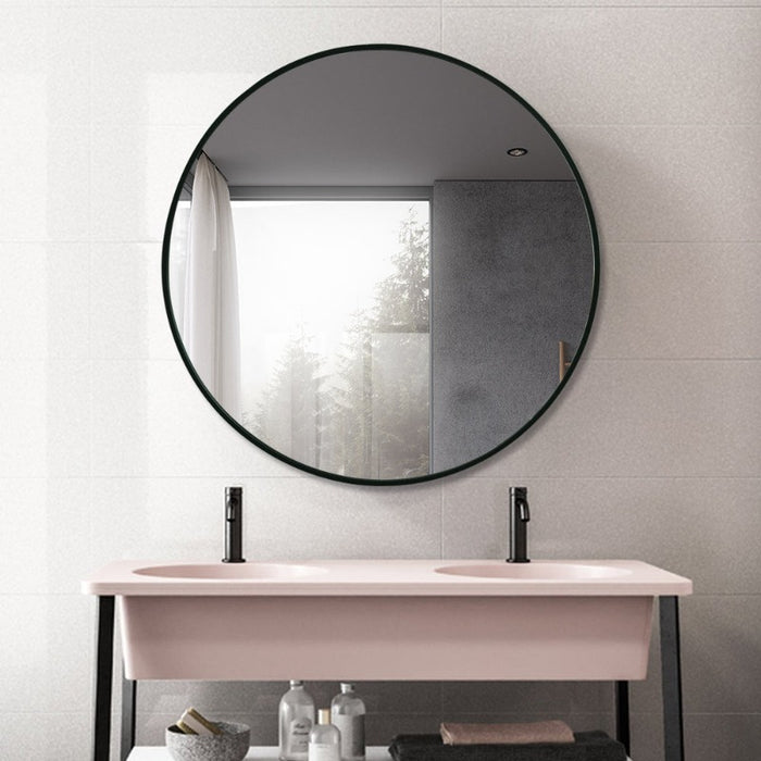 Indulge | Round 600mm Matte Black Framed Mirror - Acqua Bathrooms