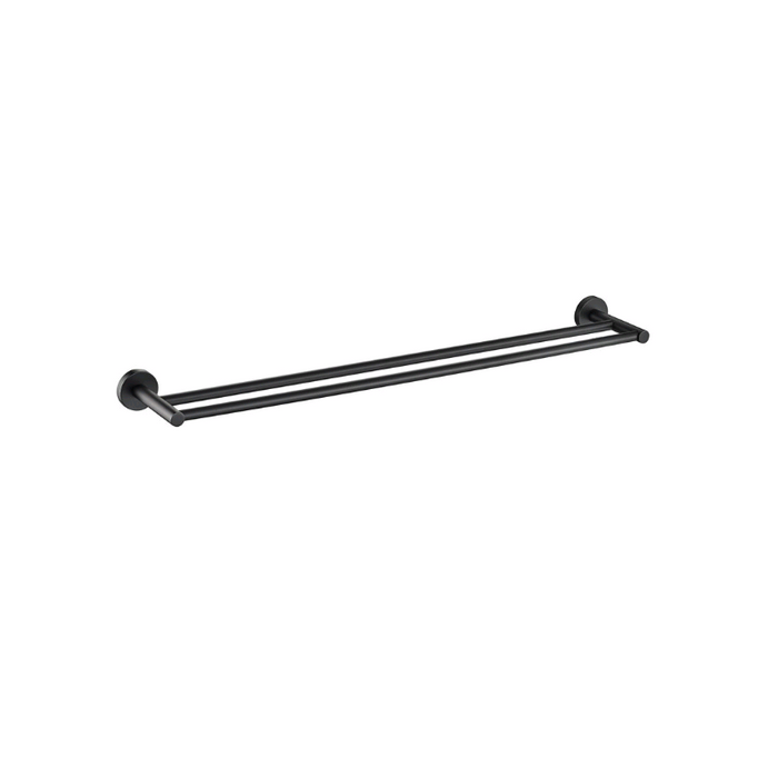 Cesena 750 Black Double towel rail - Acqua Bathrooms