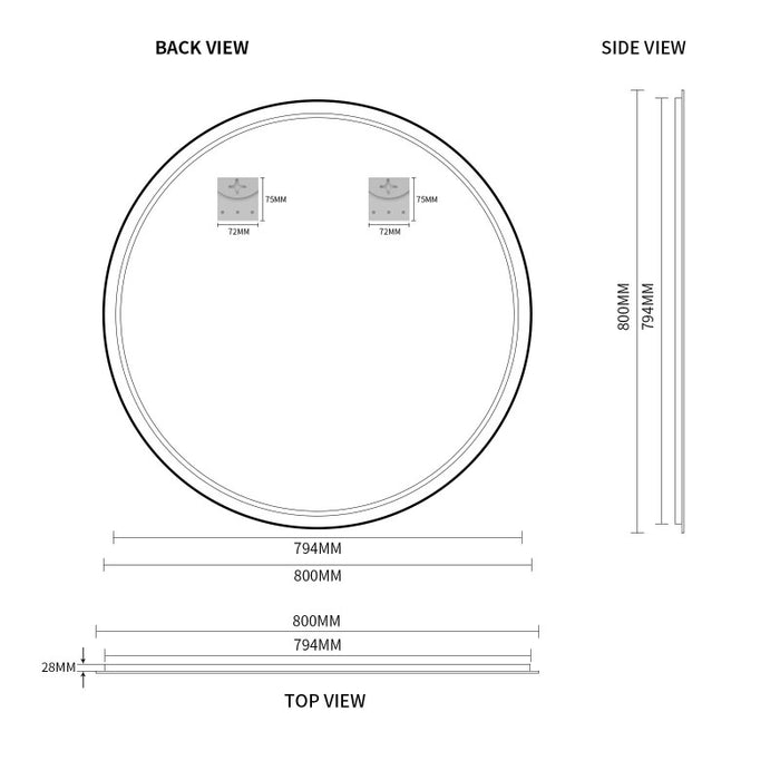 Indulge | Round 800mm Matte Black Framed Mirror - Acqua Bathrooms