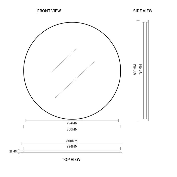 Indulge | Round 800mm Matte Black Framed Mirror - Acqua Bathrooms
