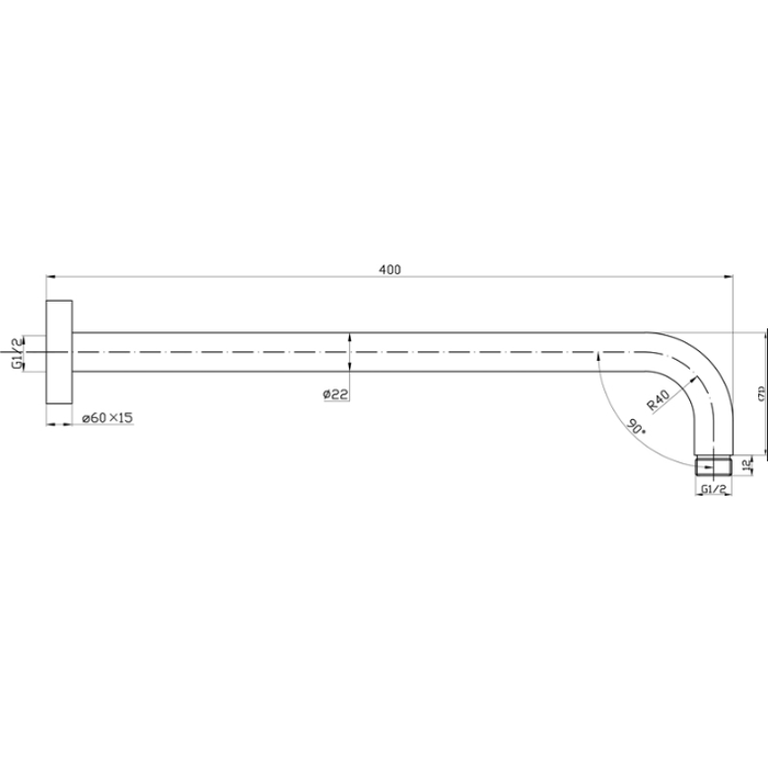 Novara Round Black Shower Extension Arm - Acqua Bathrooms