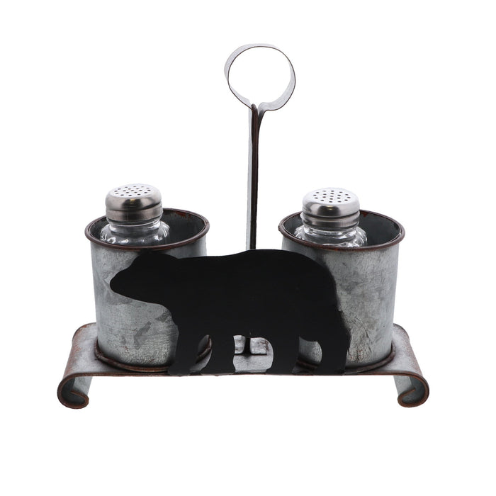Rustic Galvanized Steel Salt and Pepper Holder