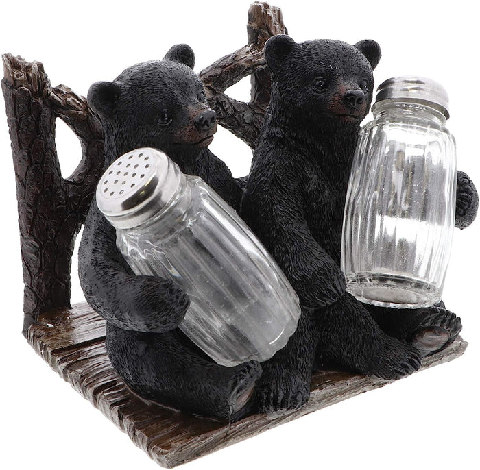 Rustic Kitchen Décor Napkin Holder and Salt and Pepper Shaker Set - Twin Bear