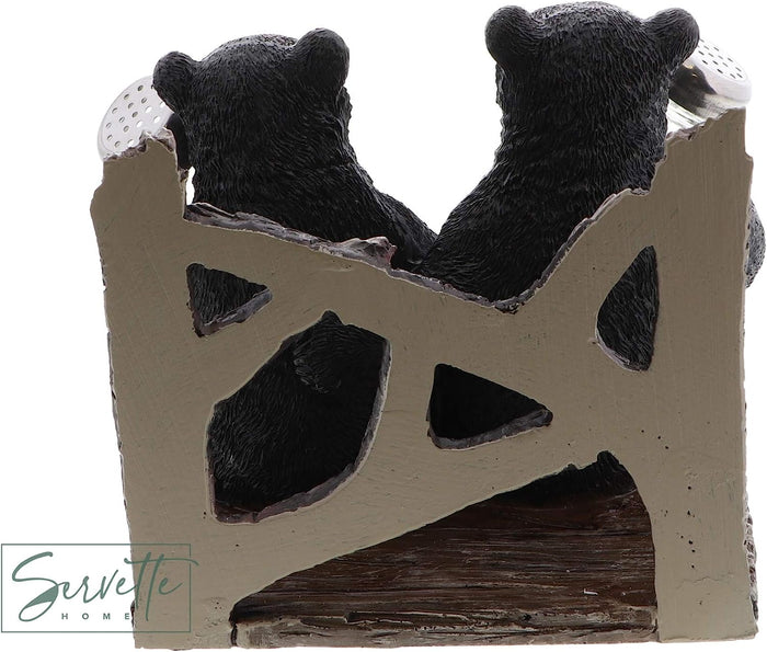 Rustic Kitchen Décor Napkin Holder and Salt and Pepper Shaker Set - Twin Bear