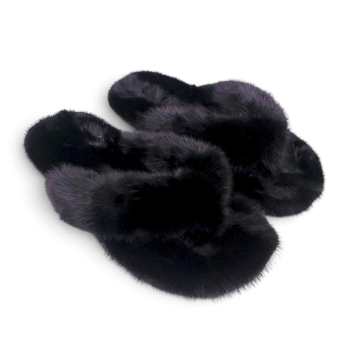 SAINT LAURENT FUR SANDALS - SIZE 39