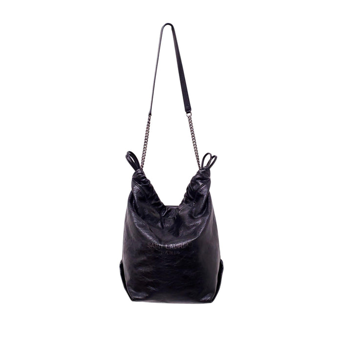 SAINT LAURENT LEATHER LOGO BUCKET BAG