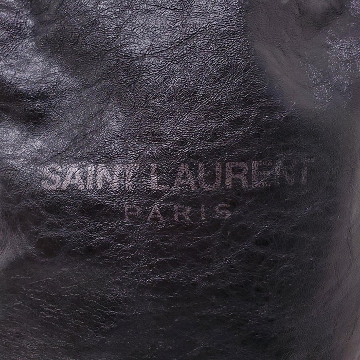 SAINT LAURENT LEATHER LOGO BUCKET BAG