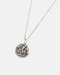 SAINT NECKLACE - silver saint medallion necklace, detail close-up - Cold Culture