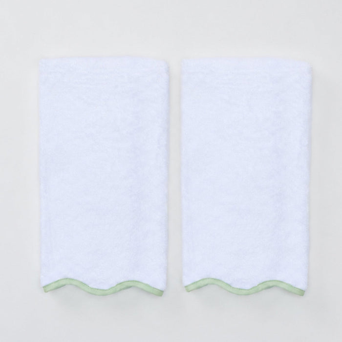 Scalloped Edge Hand Towel with Matcha Piping