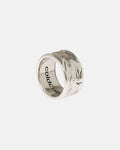 SCRATCH RING - silver scratched band ring, front view - Cold Culture
