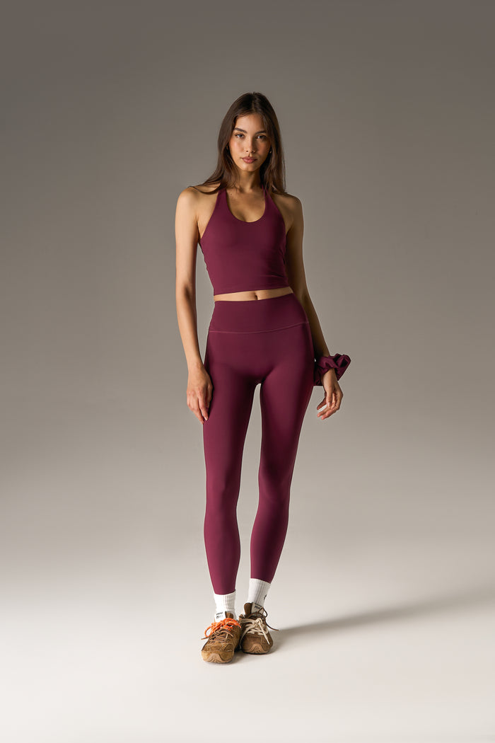 SCULPTING STRETCH EMBLEM LEGGINGS - PLUM