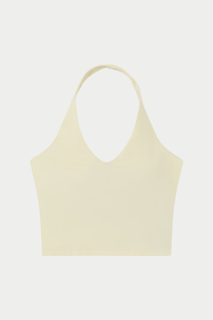 SCULPTING STRETCH HALTERNECK TOP - YELLOW