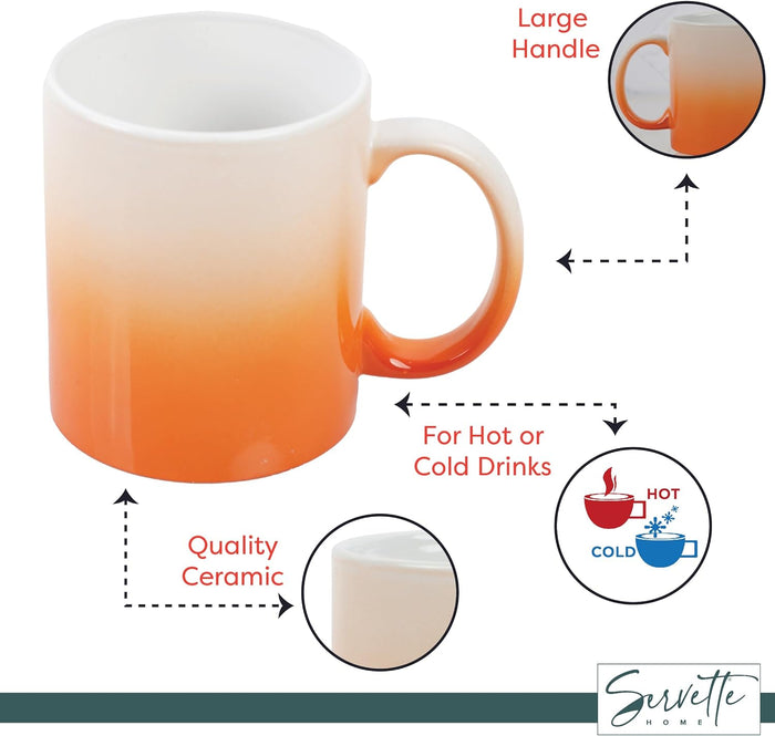 Servette Home Solid Ceramic Coffee Mug 15 oz - Orange White
