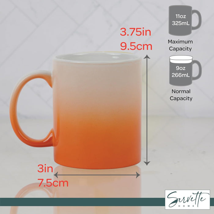 Servette Home Solid Ceramic Coffee Mug 15 oz - Orange White