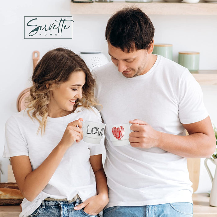 Set of 4 Love Mugs with Stand