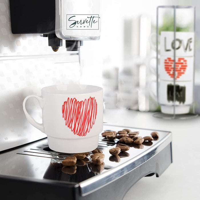 Set of 4 Love Mugs with Stand